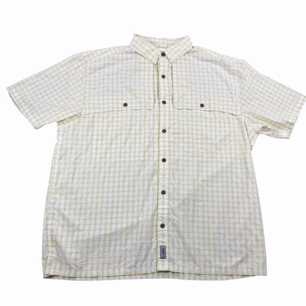 Patagonia Button Up Shirt Mens XL Yellow Plaid Organic Cotton Hiking Outdoor